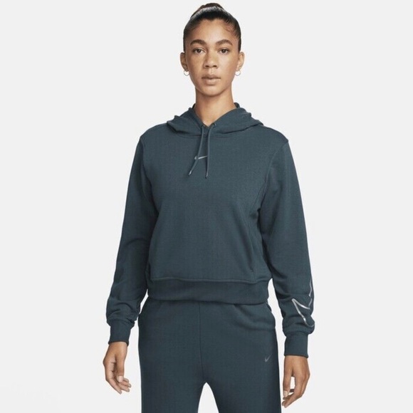 Nike Women Dri-FIT One French Terry Graphic Hoodie&high waisted 7/8 joggers set - Picture 2 of 16